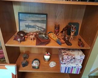 WOOD CARVED COLLECTIONS, INK WELLS, DECORATIVE  BOXES