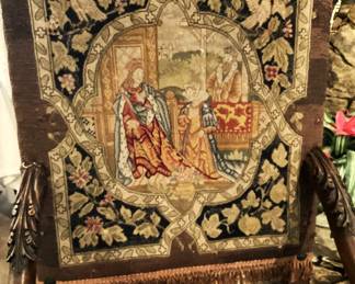 Superb quality 19th Century carved tapestry armchair
