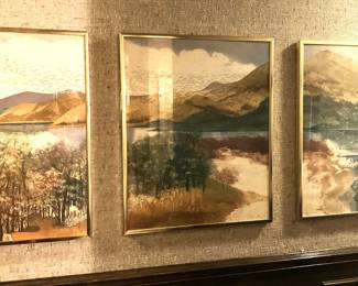 3- sectioned framed landscape art