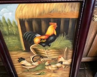 One of two coordinating rooster pictures