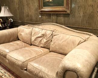 Exceptional tan leather sofa