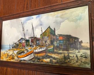 Framed seaside scene art