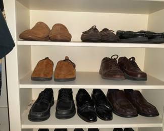 Men's shoes are in the garage and master bedroom closet
