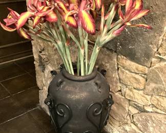 Artificial flowers and planter