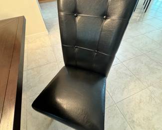 Square dining table with glass center and 4 chairs $625