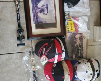 NHRA items,  signed cars . pics,  original hats new with tags many