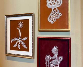 Vintage Czech handmade Bobbin Lace Wall Art