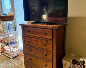 Aspen Home Bedroom Furniture - 5 drawer Tall Boy / Panasonic TV