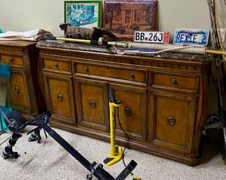 Marble Top Buffet with matching china cabinet