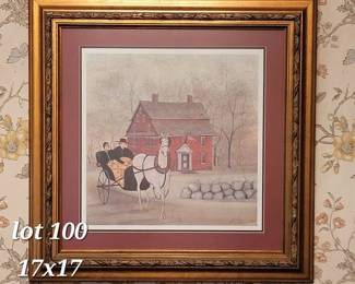 P. Buckley Moss framed print, "Lovers Ride"