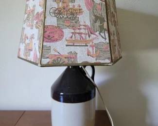 Jug lamp with vintage shade