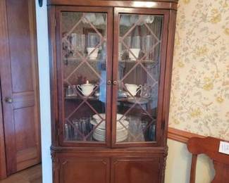 Vintage mahogany china corner cabinet