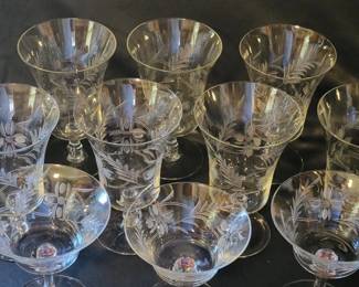 Vintage water, wine glasses