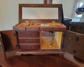 Vintage jewelry box and contents