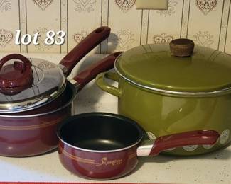 Vintage enamel coated pots