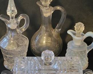 Vintage cruets, butter dish