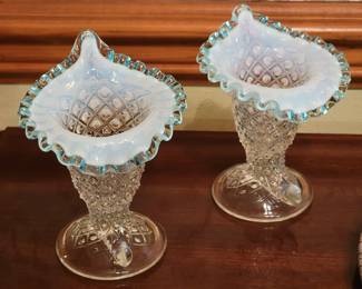 Pair of Fenton hobnail vases