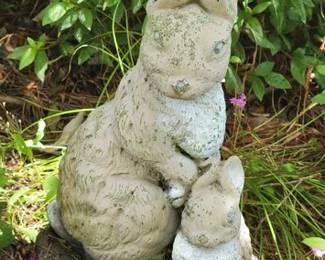 Concrete bunnies yard decor 