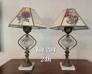 Pair of satin glass lamps