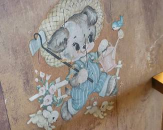 Detail of vintage high chair decal