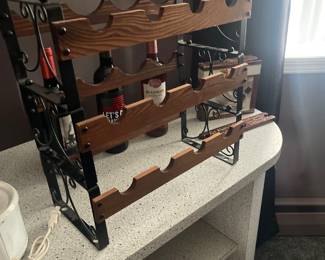 Cherry Wood/Iron Wine Rack