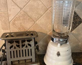 Vintage Osterizer Blender Single Speed Beehive White and Antique Vintage Toaster