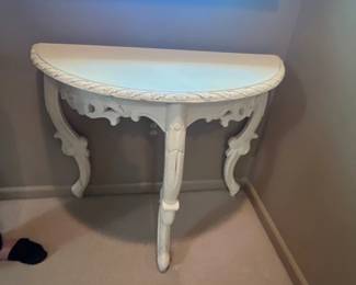 White Vintage Half Moon Table