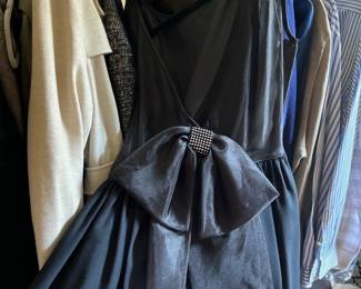 Black Satin Gown with Open Back/Bow