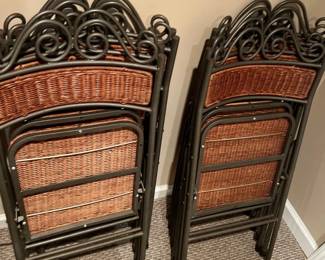 Black Folding Steel Wicker Chairs