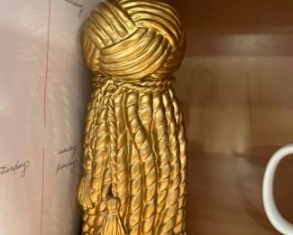 Tall Trompe L'Oeil Grand Millenial Gold Gift Tassel Candlestick