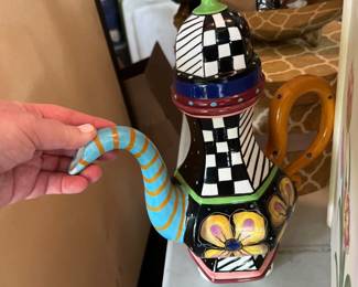 Mackenzie Childs Charma Ceramic Teapot