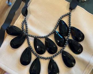 Black Onyx Jumbo Oval Teardrop Necklace