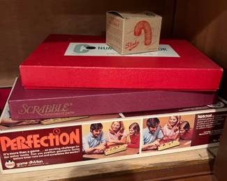 Vintage perfection game, vintage slinky, vintage scrabble