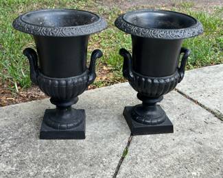 Beautiful vintage cast iron urns