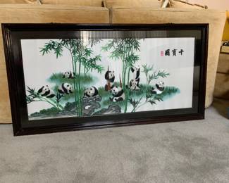 Asian Panda Embroidered Silk.