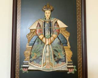 Chinese Shou Shan Emperor & Empress Carved Soapstone 