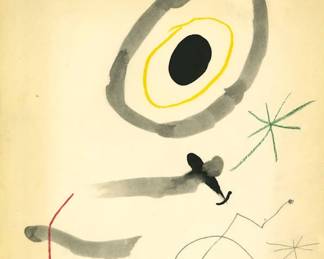 Joan Miro - Quelques Fleurs pour des Amis: Pour André Pieyre de Mandiargues (1964)  Pochoir after watercolor, unframed
Signed in plate