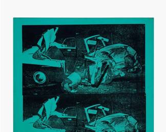 ANDY WARHOL: CRASH This poster featuring Green Disaster (Green Disaster Twice) (1963) by Andy Warhol was produced in 2010
