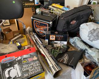 HARLEY DAVIDSON ACCESSORIES.               
INCLUDING A PAIR OF 2013 , SCREAMING EAGLE  TOURING SLIP-ONS, SADDLE BAGS, ROAD GLIDE COVER, MUCH, MUCH MORE
