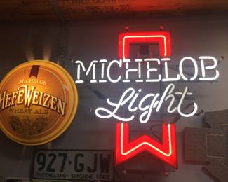 VINTAGE NEON SIGNS, MICHELOB LIGHT & MICHELOB HEFEWEIZEN WHEAT ALE