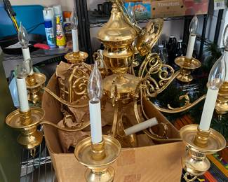 24 KT GOLD PLATE  ELABORATELY DETAILED CHANDELIER