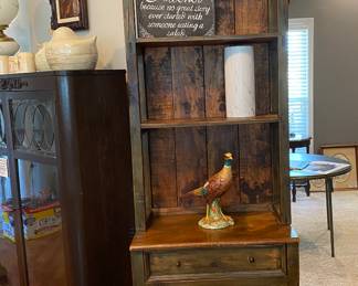 27x14x92h Rustic Wooden Bookcase w/Drawer & Storage