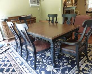 Ethan Allen dining table with 6 chairs & 2 leaves