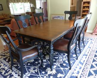 Ethan Allen dining table with 6 chairs & 2 leaves