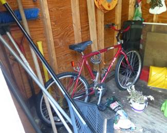 Shed filled with tools, Fuji bike