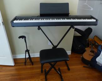 Casio CDP-100 88-Note Weighted Hammer Action Digital Piano, piano stand, music stand & bench