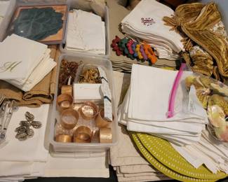 Tables full of Housewares and Linens..