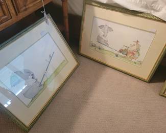 Original Framed Illustrations by Lynn Munsinger. 