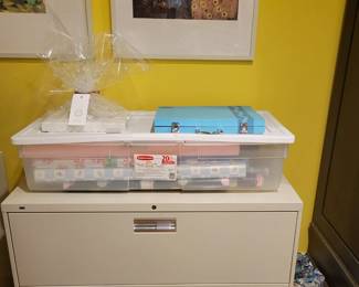 A huge amount of Office, stamping, ribbon, holiday &  Craft Supplies. File Cabinets. 
