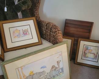 Original Framed Illustrations by Lynn Munsinger. 
